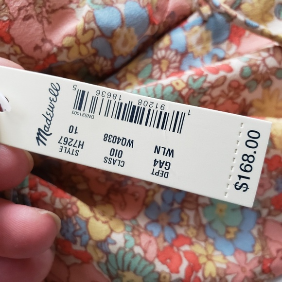 Madewell Cold Shoulder 100% Silk Dress 10 Romantic Nap Floral Cottagecore NWT - Picture 8 of 9